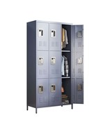 Gray 9-Door 72&quot; Metal Lockers with Lock for Office, School, Gym Storage - $6,967.08 MXN