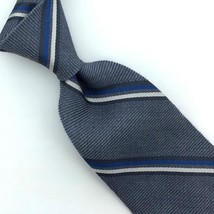 Calvin Klein Tie Silk/Rayon Gray Blue White Stripe Necktie I20-196 Vintage/Rare - £15.47 GBP