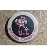 UNIVERSITY OF LOUISVILLE-Cardinals 1980 National Champs Button-VINTAGE-R... - $36.35 CAD