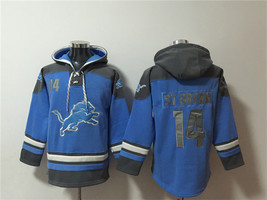 Men&#39;s Detroit Lions #14 Amon-Ra St. Brown Blue Pullover Hoodie - $75.50