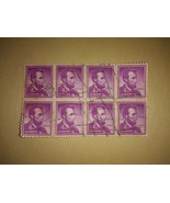 Sheet Of 8 1954 Lincoln 4 Cent Cancelled Postage Stamps Purple Vintage V... - £10.11 GBP