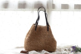 Woven Straw Bag Designer Beach Bag Simple Crochet Rattan Ladies Shoulder Bag Fem - £34.88 GBP
