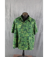 Vintage Hawiian Shirt - Green Tribal Box Pattern by Margolis Hawaii - Me... - £59.32 GBP