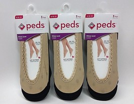 3x 3Pairs=9 Pairs (6 black &amp; 3 nude) Peds Women&#39;s Ultra Low Liner shoe size 5-10 - £18.03 GBP