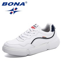 BONA 2021 New Arrival Fashion Breathble Vulcanized Shoes Women Leather Platform  - £53.99 GBP