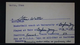 Stan Watts (d. 2000) Signed Autographed Vintage 3x5 Index Card w/ COA - $7.95