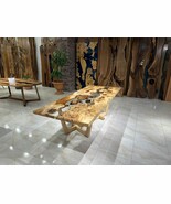 HANDI STONE Epoxy Square Table (Top and Base Both) Natural Wood Table, W... - $375.00