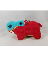 Vintage Red Blue Corduroy Fabric Hippo Ornament - £8.14 GBP