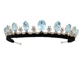 Blue crown silver crystal wedding crown, bridal tiara, bridal crown tiar... - £259.91 GBP