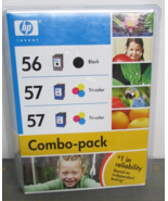 GENUINE HP COMBO PACK (1) 56 BLACK &amp; (2) 57 TRI-COLOR NEW SEALED - £18.83 GBP