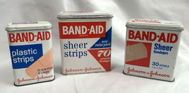 Vintage 3 Band-Aid Tins Sheer Strips &amp; Plastic Strips Empty - $28.66