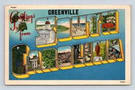 Large Letter Greetings From Greenville South Carolina SC Linen Postcard N7 - £2.85 GBP