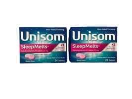 2X UNISOM Sleep Melts Night Time Sleep Aid Cherry Flavor 24ct EXP 10/24 - £78.69 GBP
