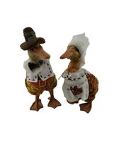 Vintage Thanksgiving Pilgrims Duck Goose Fall Figures Couple Lot of 2  - $34.55