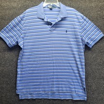 Vtg Polo Ralph Lauren Men&#39;s Polo Shirt Sz XL Pony Logo Light Blue White Striped - £16.69 GBP
