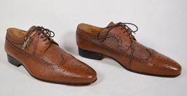 Cantarelli Mens Leather Brown Wingtip Lace Up Dress Shoes 42 - $123.75