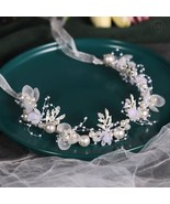 Silver Pearl White Flower Bridal Headband, Flower Girl Crown, Wedding Fl... - £23.39 GBP