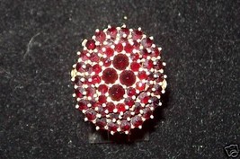 Vintage Rose Cut Czech Bohemian Garnet Ring Size 6.5 Czech Rabbit Hallmark - $200.00