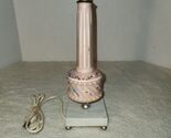 Hand Painted Frosted Pink Glass Lamp with Marble Base Made in Italy 12" Vtg - $31.68