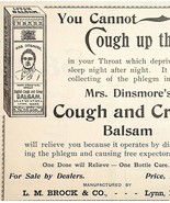 1895 Brock Dinsmore Cough Croup Quack Medicine Victorian Balsam Advertis... - £15.88 GBP