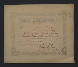 1850 Antique Marriage Cert Salem Nj James Green Eliz Wright Tho Goodwin Minister - £54.56 GBP