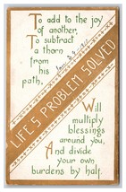 Motto Religous Life&#39;S Problem Solved Multiply Blessings DB Postcard W21 - £3.13 GBP