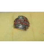 Vintage Sterling Silver 925 Garnet and Marcasite Ring size 9 - €64,64 EUR