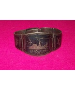 Vintage Sterling Silver Black, Siam Panel Bracelet 7 3/4&quot; L, 2&quot; at its w... - $100.00