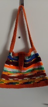 Nora John Purse/Tote, hand crocheted, 17 inches wide, 13 in deep, 14 in ... - $32.00