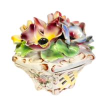 Vintage Italian Nigelle Floral  Ceramic Trinket Box, 1950s Stamped Italy - £270.94 GBP