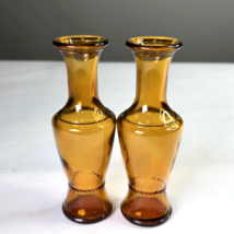 2 Vintage Wheaton Amber Glass Small Bud Vase Bottle 6&quot; tall Décor - $29.99