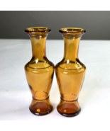 2 Vintage Wheaton Amber Glass Small Bud Vase Bottle 6&quot; tall Décor - $570.01 MXN