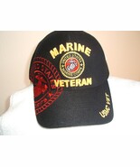 U S Marine Emblem w/Veteran on a new Black ball cap - $371.28 MXN