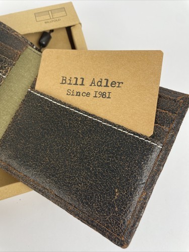 Bill Adler 1981 Brown Men's Bifold Leather Wallet Slim Billfold Wallet Handmade Item image 5