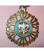 Fleur Fluer di Lis Enamel 1 1/2&quot; Pendant with gold tone necklace 18&quot; L V... - $20.41 CAD