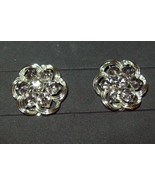 Kramer earrings Vintage Signed Silver Clip On Rhinestone 7 Stone EUC 1&quot; ... - €7,75 EUR