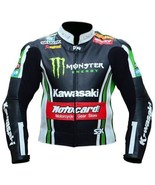 Custom Made MotoGP Kawasaki Motorrad Motorrad Rindsleder Rennjacke - $3,040.86 MXN+