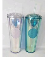 2 Starbucks Iridescent Unicorn Rainbow Kaleidoscope Cup 24oz Venti Tumbl... - $29.65
