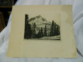 antica acquaforte paesaggio tedesco - Alpspitze - firma illeggibile. - $58.50
