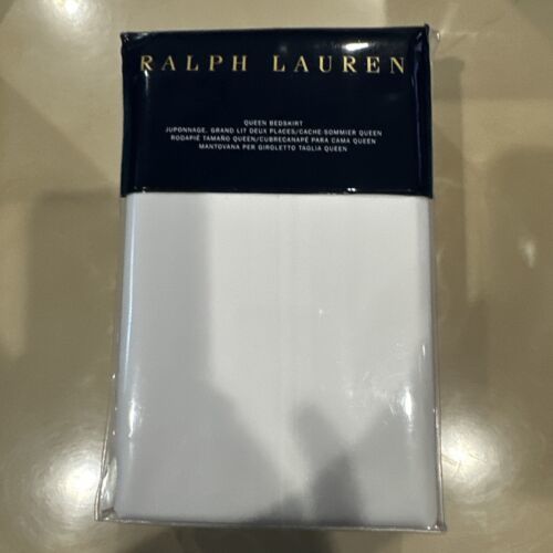 RALPH LAUREN PALMER 1pc QUEEN  BEDSKIRT TUXCDO WHITE COTTON  NIP BEAUTIFUL $145 - $88.80