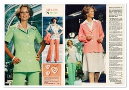 Montgomery Wards Melon &#39;N Mint 70s Fashions Vintage 1977 2-Page Magazine Ad - $12.30