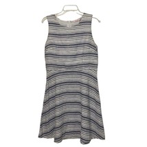 St. Tropez Blue White Linen Shift Dress Womens 10 Sleeveless Summer - $19.00
