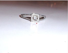 10K White Gold White Diamond Square Halo Ring, Size 7, 0.22(TCW), 1.9GR, Great - £179.29 GBP