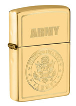 Zippo Lighter - United States Army Logo Engraved High Polish Brass - 49314 - £25.41 GBP