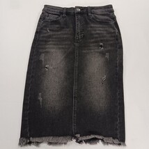Risen Jeans Los Angeles RDS1222 Women's Black Distressed Denim Fray Skirt Small image 14