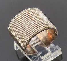 925 Silver - Vintage Coil Wrapped Broad Band Adjustable Ring Sz 7.5 - RG... - $883.83 MXN