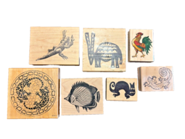 Lot of 7 Rubber Stamps Hot Potatoes Stamp City Magenta Inkadinkadoo Animals - £18.75 GBP