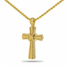 14K Solid Gold Cross of Rays Pendant/Necklace Funeral Cremation Urn for Ashes - $989.99