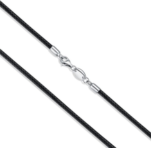 Black Brown Leather Cord Chain Necklace with 925 Sterling Silver Clasp,Leather C - £18.60 GBP