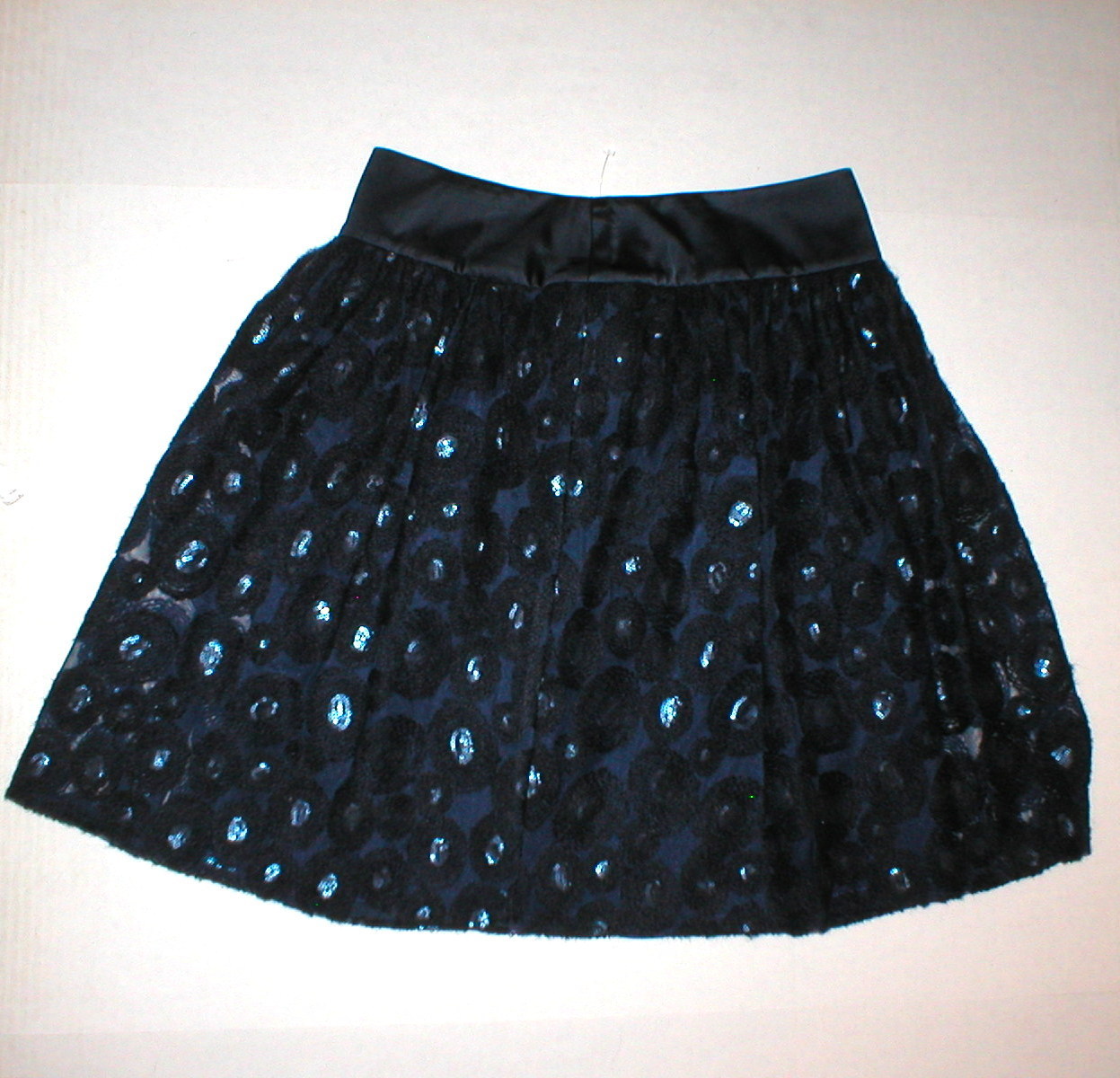 New NWT $348 Womens Blue Embroidered Silk Sequin Skirt W Worth NY 4 York... - $344.52